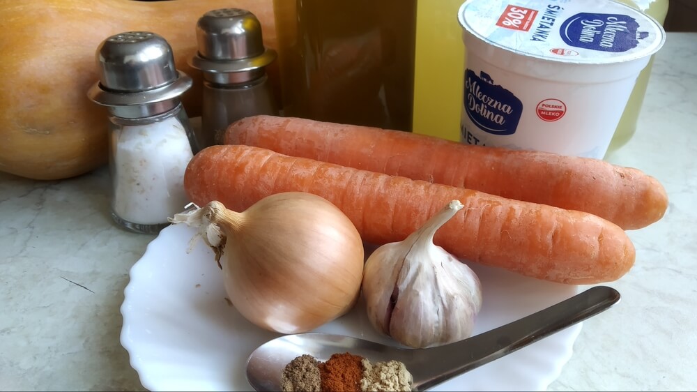 ingredients for a pumpkin soup made in instant pot
