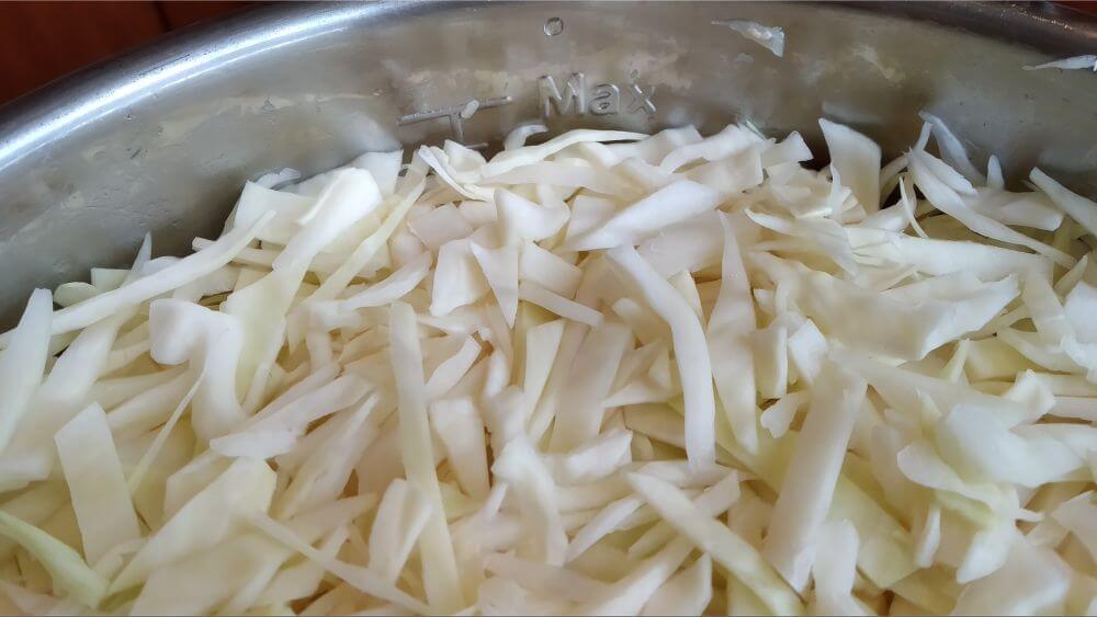 chopped cabbage inside instantpot