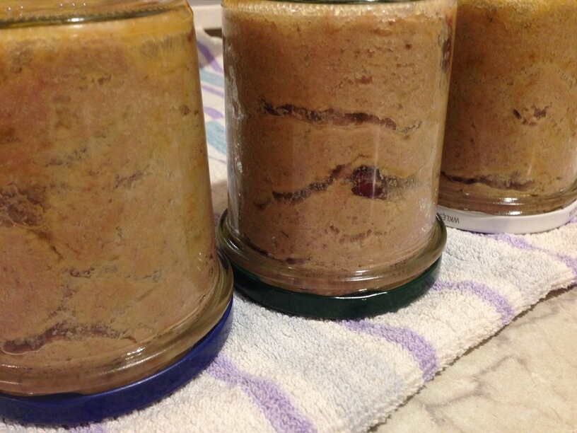homemade pate with cranberries inside jars - made in instant pot