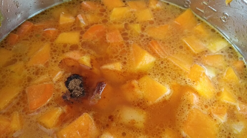 pumpkin soup inside the instant pot before cooking