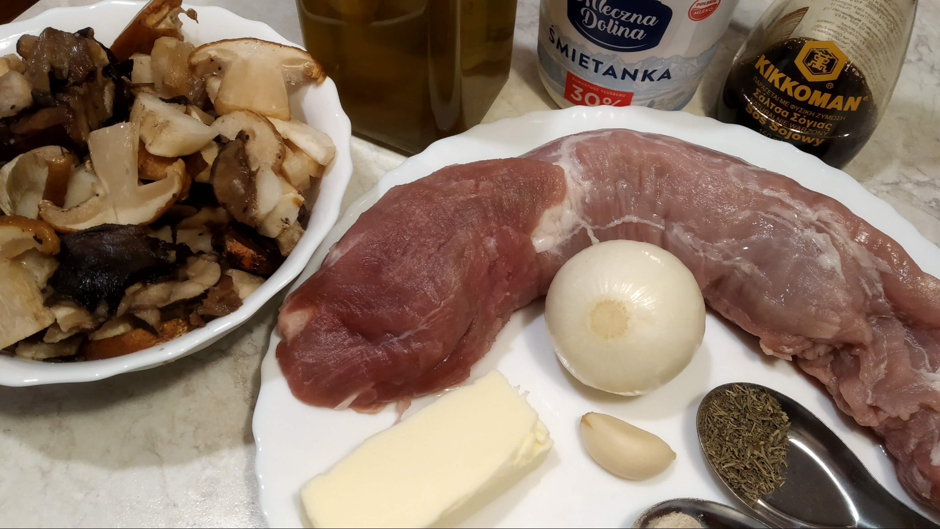 ingredients for pork tenderloin with wild mushroom sauce - instant pot club