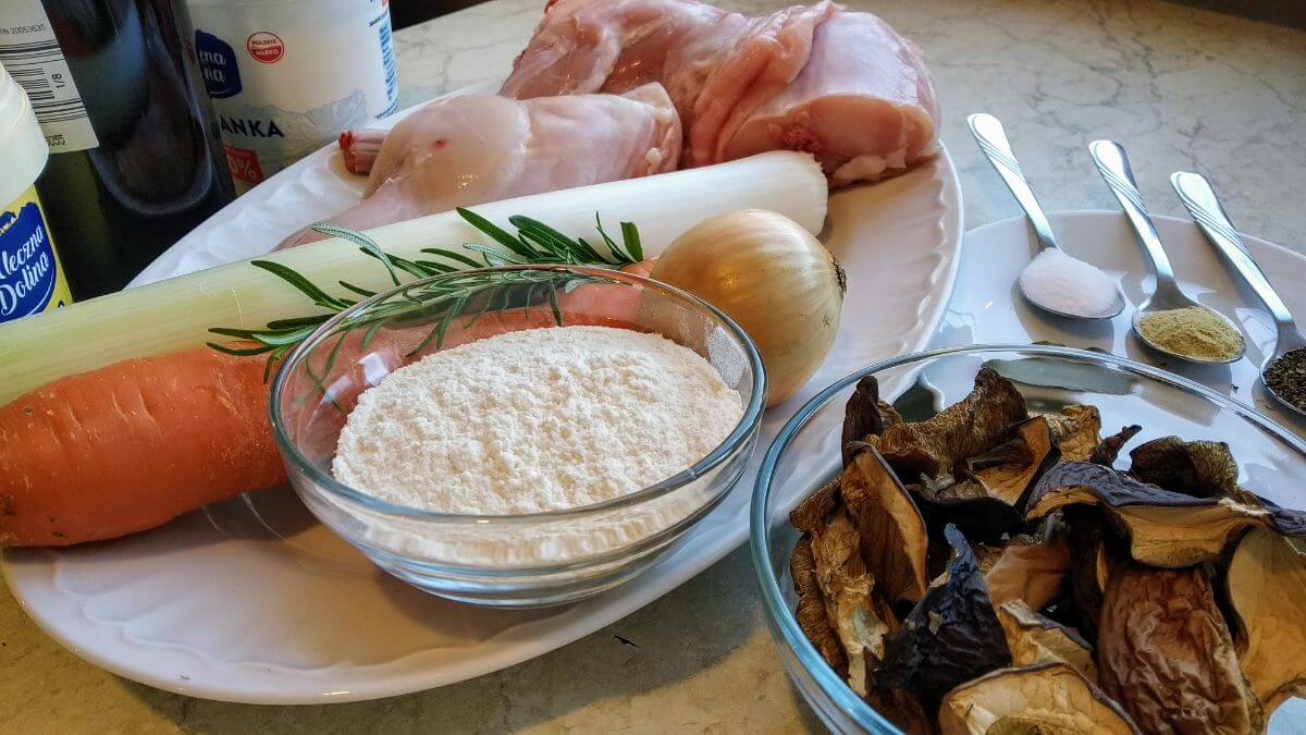 ingredients for rabbit with mushrooms and cream - instant pot club