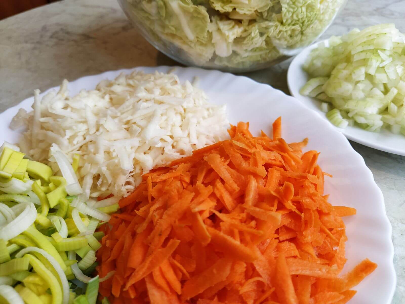 chopped vegetables for cabbage soup in instant pot